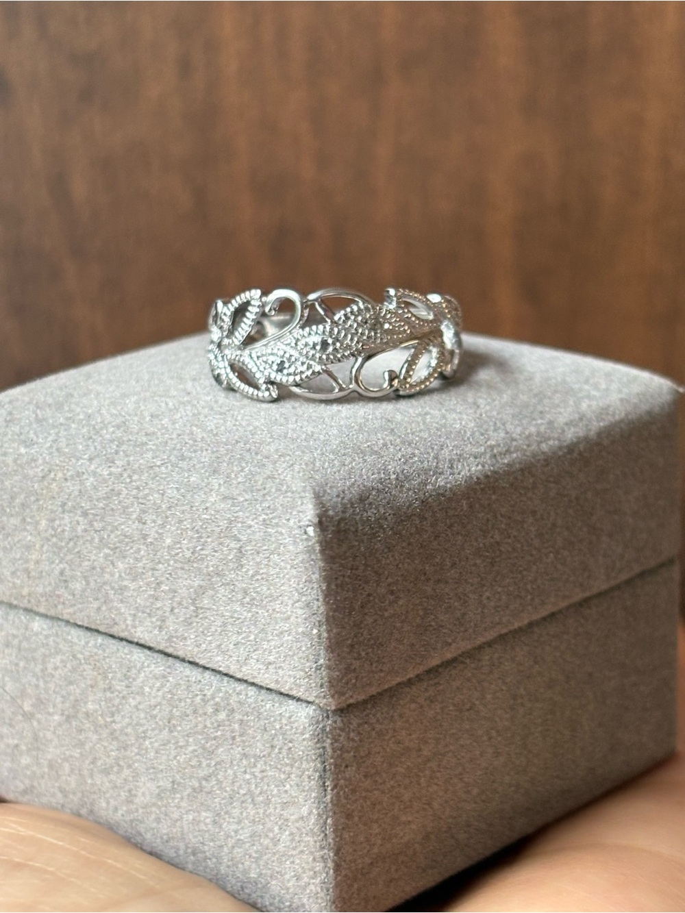 Sterling Silver 925 Genuine Diamond Accent Filigree Openwork Ring Size 9